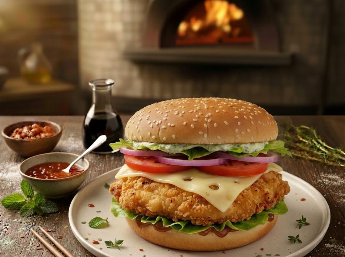 Big Yummy Chicken Cheese Burger